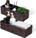DULLEMELO Toilet Paper Basket for Organizing, Plastic Wicker Bathroom Baskets for Storage, Decorative Towel Baskets for Bathroom, Set of 2, Dark Coffee
