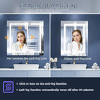ExBrite LED Lighted Bathroom Medicine Cabinet with Mirror, 32 x 30 Inch, Recessed or Surface Mount, Anti-Fog, Stepless Dimming, Color Temperature Change, Built-in 6000K Sensor Light, Storage Shelves