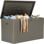 YITAHOME 220 Gallon Double-Wall Deck Box with Divider & Side Handles, Outdoor Large Storage for Patio Furniture Cushions, Garden Pool Accessories, Water Resistant & Lockable