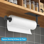2nd Gen Paper Towel Holder Under Cabinet No Drilling, [More Sturdy] Self Adhesive or Drilling Paper Towel Holder Wall Mount for Kitchen,RV [Fit Mega Paper Towel Roll] SUS304 Stainless Steel