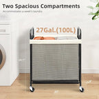 STORAGE MANIAC Rolling Laundry Hamper with Wheels 2-Section Laundry Sorter Rolling Laundrys Basket on Wheels with Removable Bag Clothes Hamper Laundrys Organizer Cart Bathroom Bedroom 100L Beige