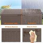 120 Gallon Resin Deck Box, Lockable Patio Outdoor Storage Box for Furniture, Garden Tools and Tools Storage, Waterproof Outside Storage Boxes - Grey