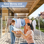 94.5in Premium Stainless Steel Clothes Drying Racks, Foldable and Adjustable Laundry Drying Rack Clothing for Indoor Outdoor (94.5" D x 28.4" W x 50.4" H)