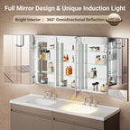 72x32 Lighted Medicine Cabinet Mirror with Magnifying & Night Lamp, 155° Soft-Close Hinge, Surface or Recessed Medicine Cabinet with Lights & Outlet, GFCI,Time Display& Inner Light,Hardwired