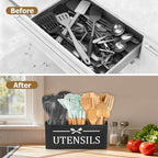RedCall Wooden Kitchen Utensil Holder for Counter-top,Large Utensil Organizer for Storage Cooking Tool and Silverware,Extra Large Rustic Wood Container (Black)