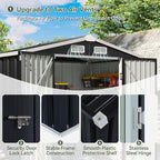 Aoxun 6.2x4 FT Shed Outdoor Galvanized Storage Shed with Large Lockable Doors for Lawn, Backyard, Patio (Black)
