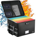 File Box with Lock, Fireproof Document Box File Organizer with Zipper & Adjustable Handle, Collapsible File Storage Box for Home Office, Filing Cabinet for Hanging Letter/Legal Folder