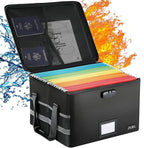 File Box with Lock, Fireproof Document Box File Organizer with Zipper & Adjustable Handle, Collapsible File Storage Box for Home Office, Filing Cabinet for Hanging Letter/Legal Folder