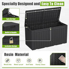 Flamaker Resin Deck Box 100 Gallon Large Lockable Outdoor Storage Box Waterproof Deck Chest for Patio Cushions, Garden Tools, Accessories (Black)
