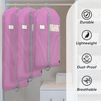 BALEINE 5PK Heavy Duty Garment Bag with Shoe Storage Travel Bag for Dresses, Suit, Coats Travel Essential (60", Pink)