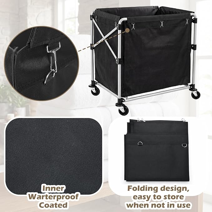 Sadnyy Replacement Liner Bag for Laundry Cart 31 x 22 x 27 inch Removable Waterproof Hamper Liner Bag Replacement for Rolling Washing Baskets Hotel Laundry Room Cleaning Service