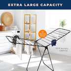 happhom Clothes Drying Rack, Height Adjustable Gullwing for Clothes and Dress, Space Saver Laundry Drying Rack with Smart Lock System, Easy Folding and Hanging for Storage, Sturdy Stainless Steel