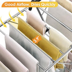 KINGBOARD Clothes Drying Rack, Stainless Steel Laundry Drying Rack with Height-Adjustable, Foldable Gullwing for Easy Storage, No Assembly, Indoor Outdoor Use, 56.4" D x 21.6" W x 39.3" H, Black