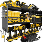 Power Tool Organizer Wall Mount with Charging Station, 15 Min Assembly & Maximum 420lb Load by Heavy Duty Metal, 8 Slots for Cordless Drill, Tool Battery Holder with 6 Outlet Power Strip