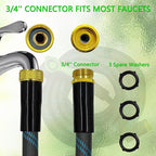 Garden Hose 50 FT, NON-EXPANDABLE Heavy-Duty Flexible & Lightweight Water Hose with 10-Function Nozzle, No-Kink, Leak-Proof Super Fabric, Solid Fittings for Lawn, Car, Outdoor (Black Blue)