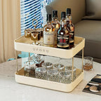 Countertop Coffee Station Organizer, 2 Tier Wine Glass Holder, Mug Shelf with Removable Drain Tray, Spice Rack for Kitchen, Bathroom Countertop Organizer, Cream White