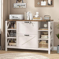 44" Lateral File Cabinet with Adjustable Shelves, Farmhouse 2 Drawer Filing Cabinet with Lock for Legal/A4/Letter, Wooden Printer Stand Office Furniture Storage Cabinets for Home Office, Rustic White