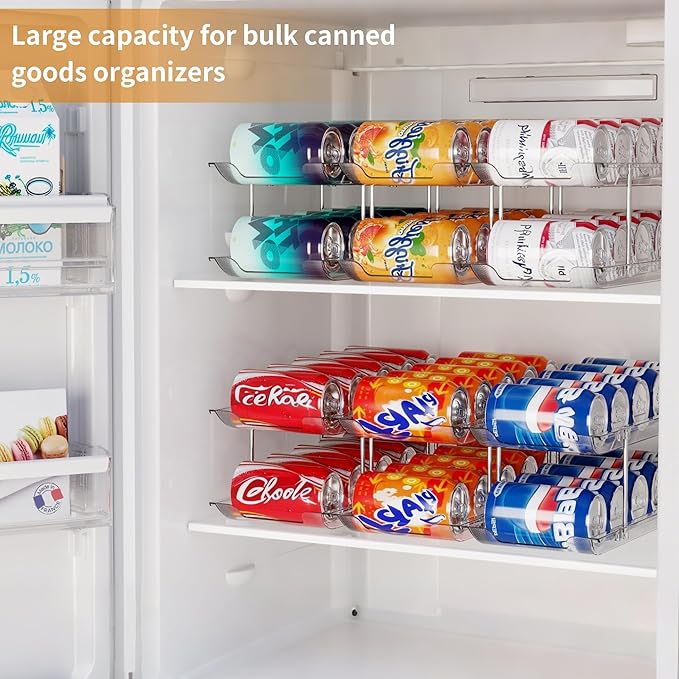 Can Organizer For Pantry 6 Tier*3 Canned Food Goods Organizer For Cabinet Clear Automatic Rolling Can Storage Organizer Pantry Holders Rack