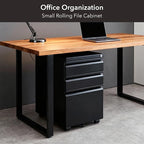 Mount-It! 3 Drawer File Cabinet with Lock and Wheels, Heavy-Duty Steel Rolling Drawer Cabinet, Fully Assembled Under Desk Filing Cabinet for Home Office Storage, 15.3" W x 19.75" D x 24.5" H, Black