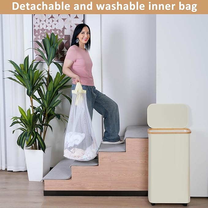 Laundry Basket with Lid, Large Laundry Hamper with Handle and Lid, Collapsible Clothes Basket Organizer with Removable Inner Bag for Clothes Toys Towels (Black, 75L with Wheels)