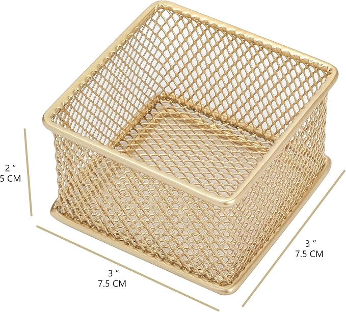 Annova Stackable Mesh Drawer Cabinet and Shelf Organizer Bins Storage Basket School Office Supply Holder Tray- Set of 2 (Gold, 3x3x2 Inch)