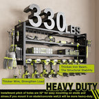 Power Tool Organizer Wall Mount,Cordless Drill Organizer,4 Layers Large Capacity Tool Rack with 8 Drill Holders (BLACK)