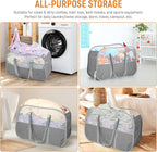 Collapsible Laundry Baskets, 95L Laundry Hamper, Foldable Clothes Hamper with Shoulder Strap for Bedroom, Dorm, Apartment - Durable Tear-Resistant Storage Basket for Laundry, Kids Room (2 Pack, Grey)