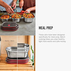BLACK + BLUM Lunch Box Set - Meal Prep Containers Reusable for Picnic & Camping - Microwavable Stainless Steel Lunch & Dinner Food Storage Box - Leak Proof Lid - Dishwasher & Oven Safe - Medium 30oz