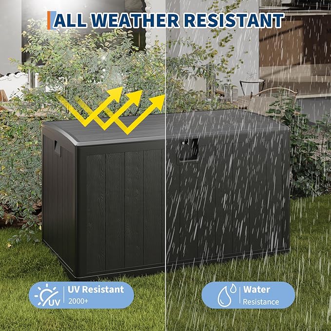 Garvee 130 gal Deck Box, Lockable Outdoor Storage Box with Lid, All-Weather Outdoor Storage Bin with Side Handles for Patio Furniture, Pool Accessories, Gardening Tool, Black