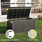 180 Gallon Resin Outdoor Deck Box Waterproof Patio Furniture, Garden Tools, Cushions, Pool Accessories Outside Storage (Black, 180 Gallon)