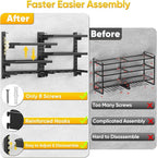 Large Modular Power Tool Organizer Wall Mount With 6 Adjustable Shelf, Heavy Duty Iron Tool Storage Rack Loads 300lbs with 8 Cordless Tools Drill Holder,Battery Utility Rack for Garage Workshop