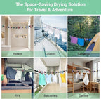 Retractable Portable Travel Clothesline with 12 Clips, Indoor Outdoor Clothes Drying Rack for Hotel, Cruise, Camping Accessories
