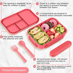 Lunch Box Kids,Bento Box Adult,Leakproof Lunch Containers for Adults/Kids/Toddler,1200ML-4 Compartments bento Lunch box with Utensil,Microwave & Dishwasher & Freezer Safe (Pink Berry)
