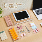 4 Pack Desk Drawer Organizer Set 3 Size Clear Acrylic Drawer Organizer Trays and Storage Dividers Office Accessories for Pen Makeup Silverware Office Bathroom