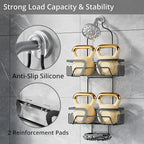 Shower Caddy Hanging with 3 Soap Holder - Over the Shower Head Caddy for Bathroom Organization(for Bathroom Organization, 24 Side Hooks, 3 Razor Holder