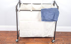 028-28003 Modern Industrial Style 3 Section Laundry Sorter, 33.24” W x 17.10” D x 30.50”H, Satin Pewter