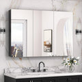 Keonjinn 48 x 32 Inch Oversized Medicine Cabinet for Bathroom with Mirror, Assembly Required, Black Aluminum Structure, Free Adjustable Shelves, Combined Recessed or Surface Mount Wall Cabinet