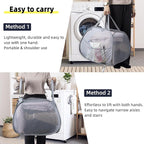 Collapsible Laundry Basket, 90L Foldable Pop-up Laundry Hamper with Handles, Square Mesh Dirty Clothes Hamper for Laundry, Bathroom, Kids Room, Dorm,Travel or Camping (Gray)