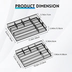 SUPEASY 2 Pack Mesh Drawer Organizer, Metal Desk Drawer Organizer Tray with 8 Adjustable Compartments, Desk Organizers and Accessories for Office Supplies, Kitchen, Makeup & Vanity (Black)