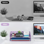 EasyPAG Paper Organizer for Desk 2 Tier Stackable Paper Tray for A4 Legal Size Folders Metal File Storage Desktop Organizer for Home Office School Teacher, Purple