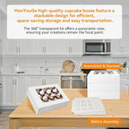 3-Set Cupcake Boxes Bulk with Clear Display Window Hold 12 Standard Cupcakes, Disposable Food Grade White Cupcake Carrier Cupcake Container, Perfect for Cupcakes Muffins Cookies Pastries