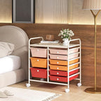 RELAX4LIFE 9 Drawer Rolling Storage Cart - Mobile Drawer Carts for Craft Art Supply Paper Salon, Utility Cart on Wheels for Classroom Teacher School Office, Rolling Cart with Drawers (Macaron)