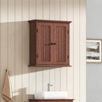 ChooChoo Bathroom Wall Cabinet, Over The Toilet Space Saver Storage Cabinet, Farmhouse Medicine Cabinet with 2 Doors and Adjustable Shelves, Cupboard, Walnut