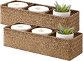 StorageWorks Toilet Paper Basket for Back of Toliet， Bathroom Basket with 3 Enlarged Compartments, Seagrass Toilet Paper Storage Baskets, 16½"x 5½"x 5½", Brown, 2-Pack