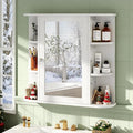 Bathroom Medicine Cabinet with Mirror, Wall Mounted Home Storage with Door, Over The Toilet Space Saver Storage Cabinet, Bathroom Cabinet Wall Mounted, White