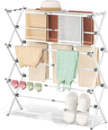 APEXCHASER Drying Rack Clothing - 3 Tier Metal Clothes Drying Rack Collapsible, Laundry Drying Rack Expandable, Small Clothe Airer for Baby Clothes Towel Bib Sock Indoor Outdoor Use(White)