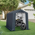 Sophia & William Outdoor Storage Shed Carport 6x10 ft Heavy Duty, Portable Garden Yard Car Port Shelter Storage Tent Garage with Roll Up Doors and Ventilation, Grey