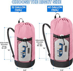 BALEINE 2PK 120L Laundry Bag Backpack, 900D Oxford Fabric Large Travel Laundry Bags with Shoulder Straps and 2 Mesh Pockets for College Dorm, Apartment, Laundromat (Pink, 120L)