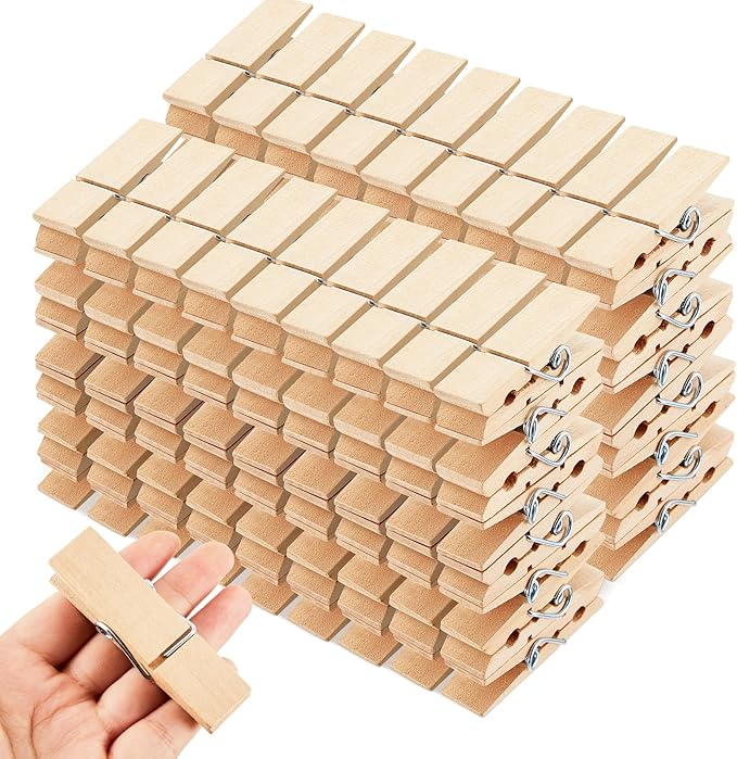 Kigley 150 Pcs Large Wooden Clothespins Jumbo Extra Wide 2.83 Inches Length Sturdy Wooden Clothespin Heavy Duty DIY Clips for Laundry Hanging Clothes Craft Food Opened Bags Display