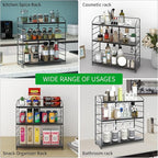 Bathroom Countertop Organizer, 3-Tier Bathroom Counter Organizer, 8-Levels Height Adjustable, Bathroom Organizer for Kitchen, Pantry, Livingroom, Offices Storage, Metal Black